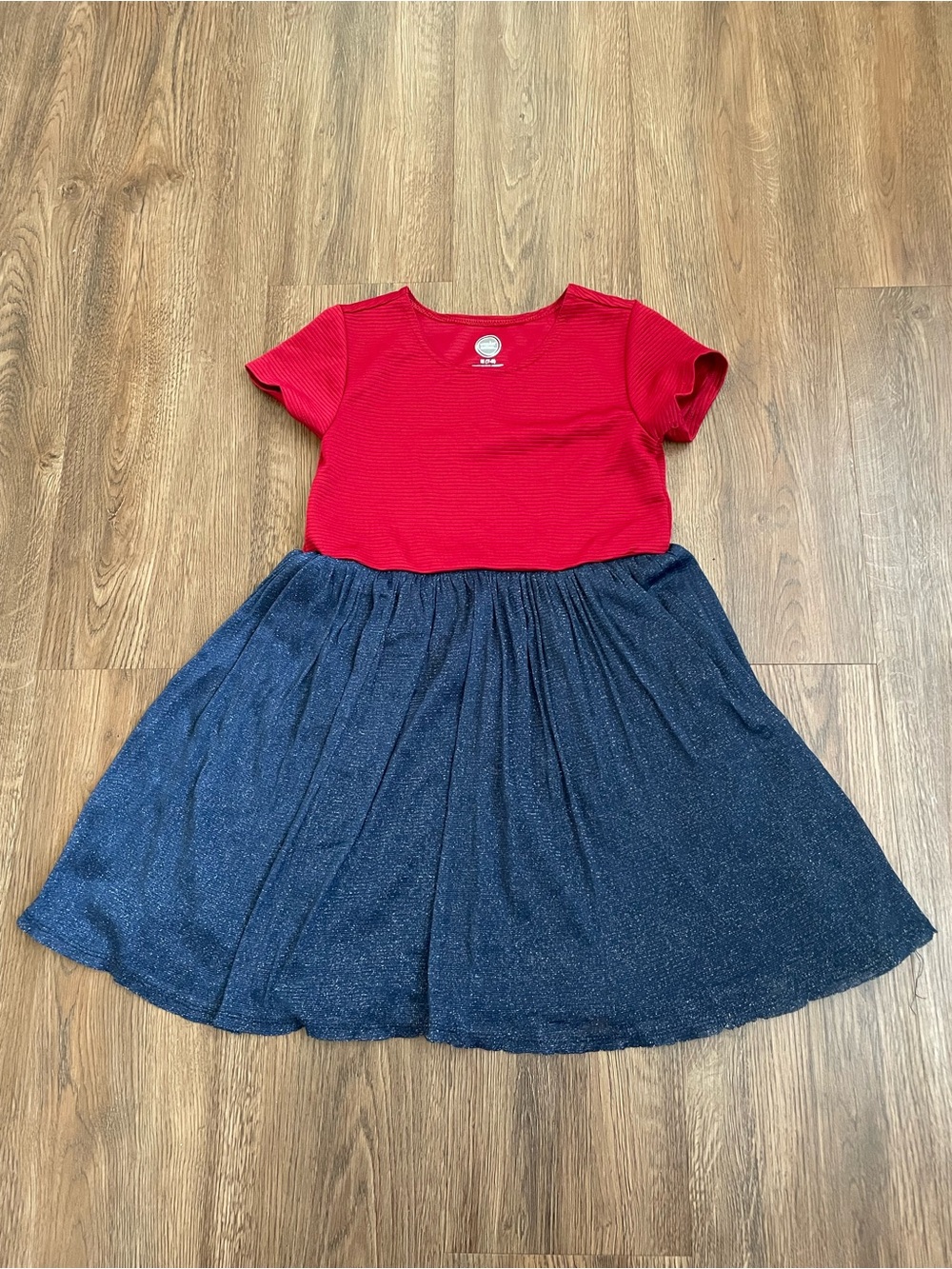 Wonder Nation Girls Red & Blue Sparkle Tulle Skirt Dress Size M 7/8